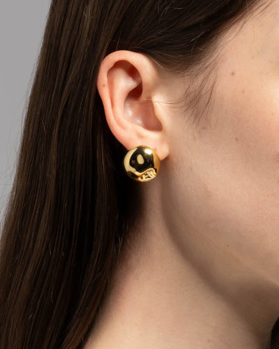 Brut Gold Button Post Earring