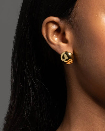 Brut Gold Button Post Earring