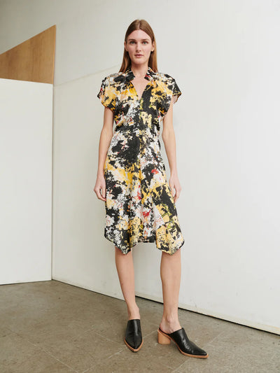 RUCHED STELLA PRINT DRESS - Silk Bedstuy Print