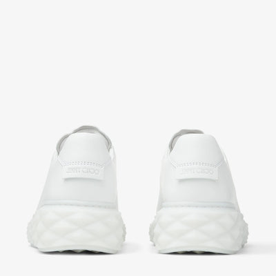 Diamond Light Maxi/F Low-Top Trainers with Platform Sole - White Nappa Leather