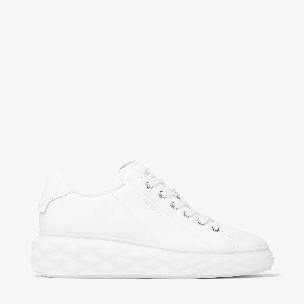 Diamond Light Maxi/F Low-Top Trainers with Platform Sole - White Nappa Leather