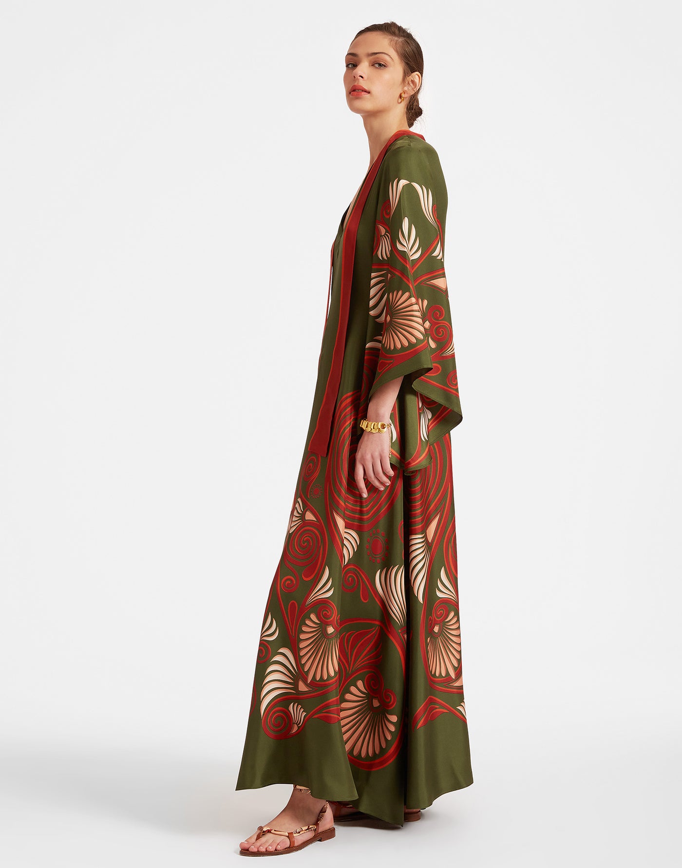 Magnifico Dress - Kerylos Placée Dark Green in Silk Twill