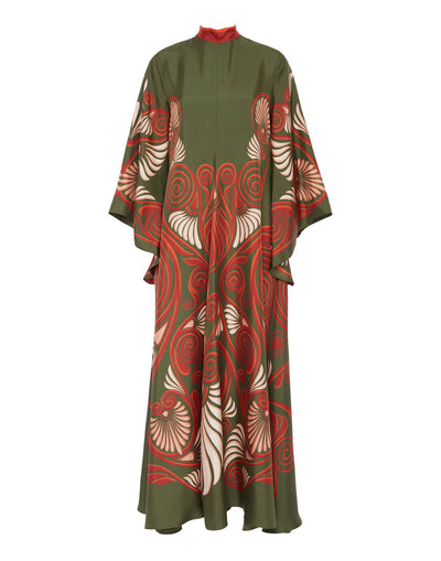 Magnifico Dress - Kerylos Placée Dark Green in Silk Twill