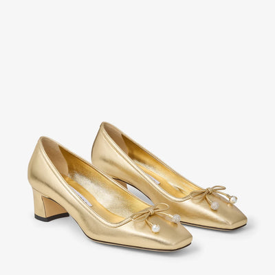 Elme 45mm Nappa Leather Pumps - Gold Metallic