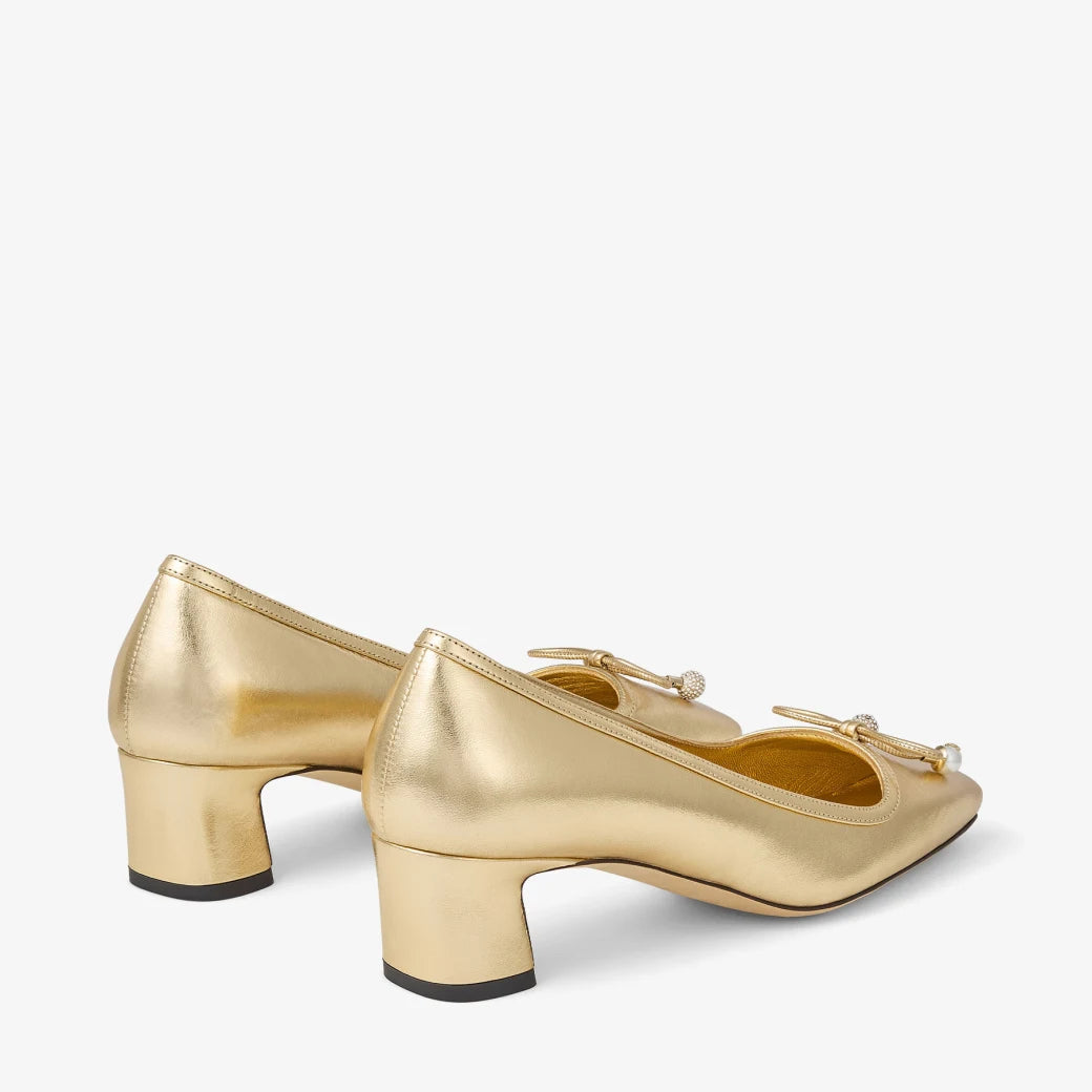 Elme 45mm Nappa Leather Pumps - Gold Metallic