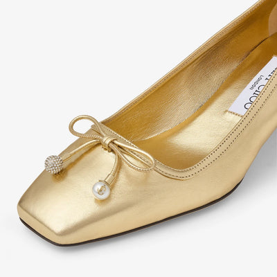 Elme 45mm Nappa Leather Pumps - Gold Metallic