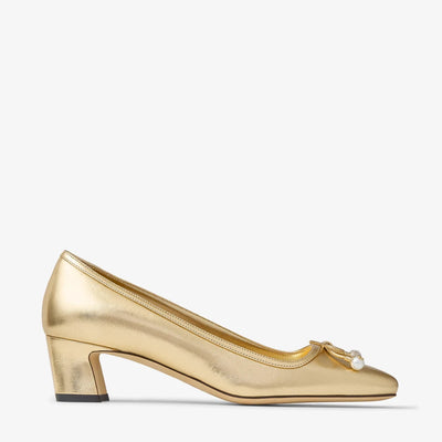 Elme 45mm Nappa Leather Pumps - Gold Metallic