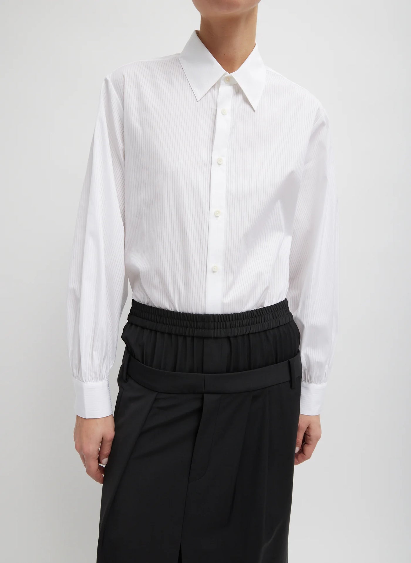 Gossamer Stripe Bishop Sleeve Shirt - White