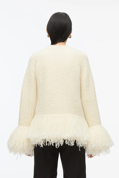 Boucle Fringe Knit Crewneck - Ivory