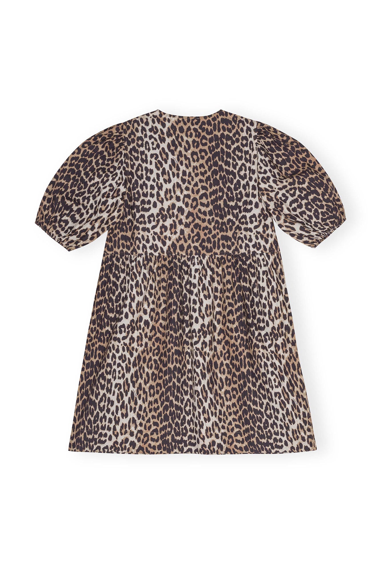 Printed Cotton Tie String Mini Dress - Leopard