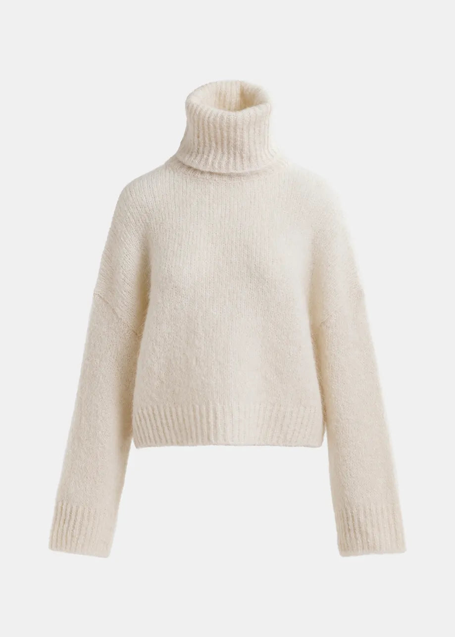 GRIFFIN KNIT SWEATER W/COLLAR - Ecru