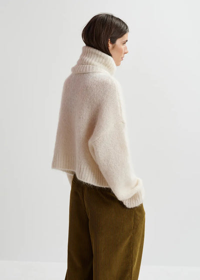 GRIFFIN KNIT SWEATER W/COLLAR - Ecru