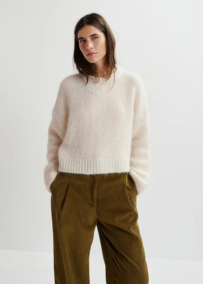 GRIFFIN KNIT SWEATER W/COLLAR - Ecru