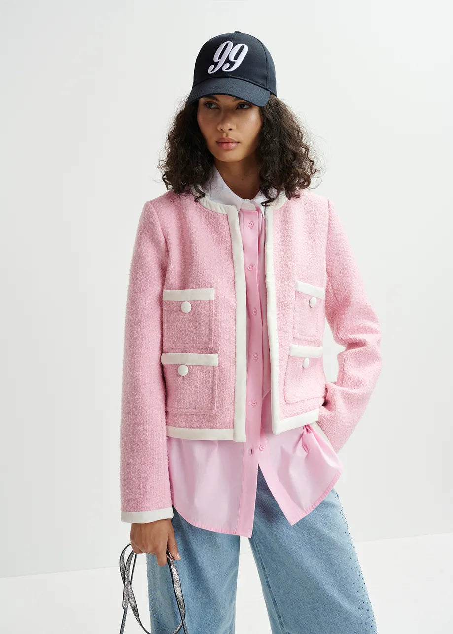 Howy Fitted Jacket - Light Pink/White