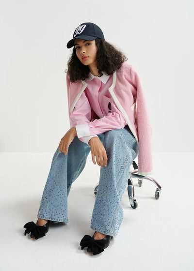 Howy Fitted Jacket - Light Pink/White