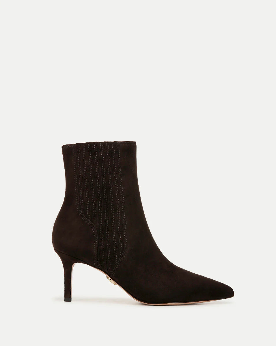 Lisa Suede Mid-Heel Bootie - Espresso