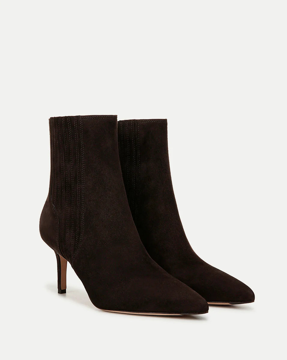 Lisa Suede Mid-Heel Bootie - Espresso