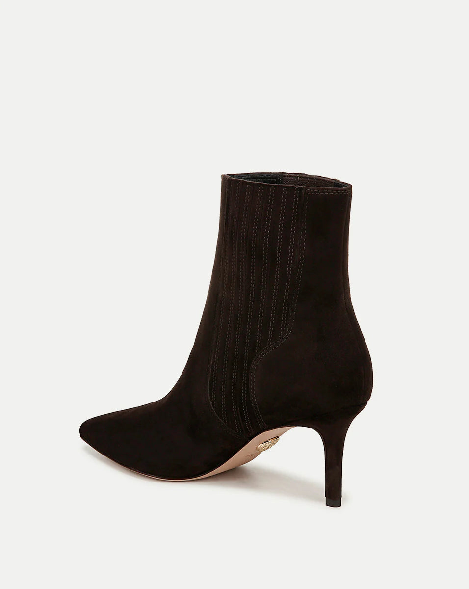 Lisa Suede Mid-Heel Bootie - Espresso