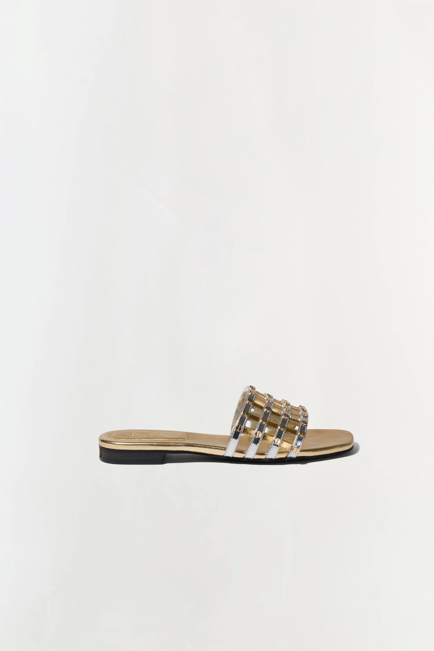 Rivet Flat Sandal - Silver/Gold