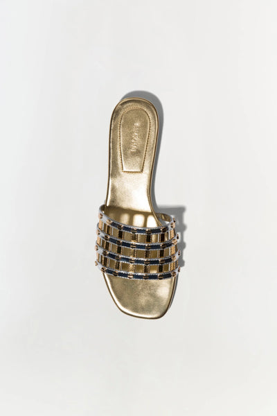 Rivet Flat Sandal - Silver/Gold