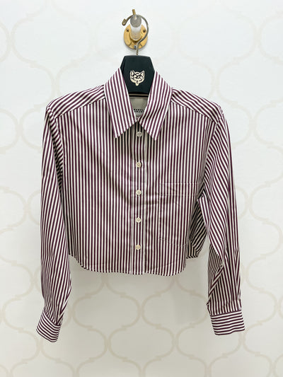 Fleora Shirt - Burgundy/Ecru