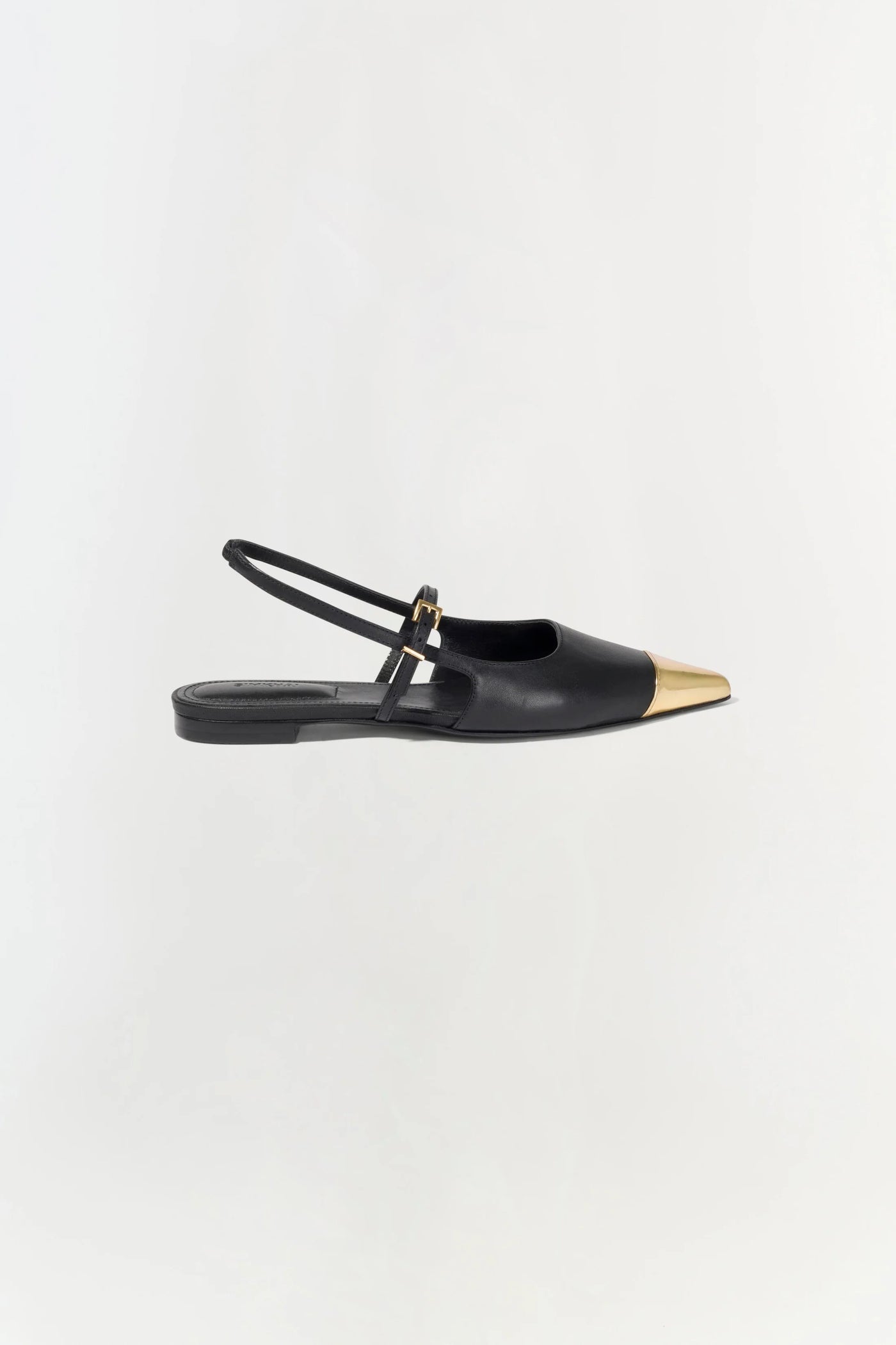 ADA LEATHER MINI BUCKLE FLAT - Black/Gold