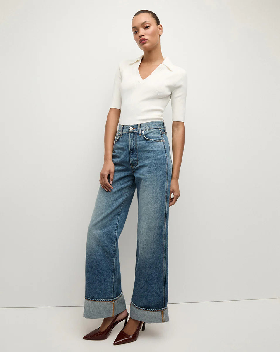 Taylor Cuffed Wide-Leg Jean - Rebel Stone