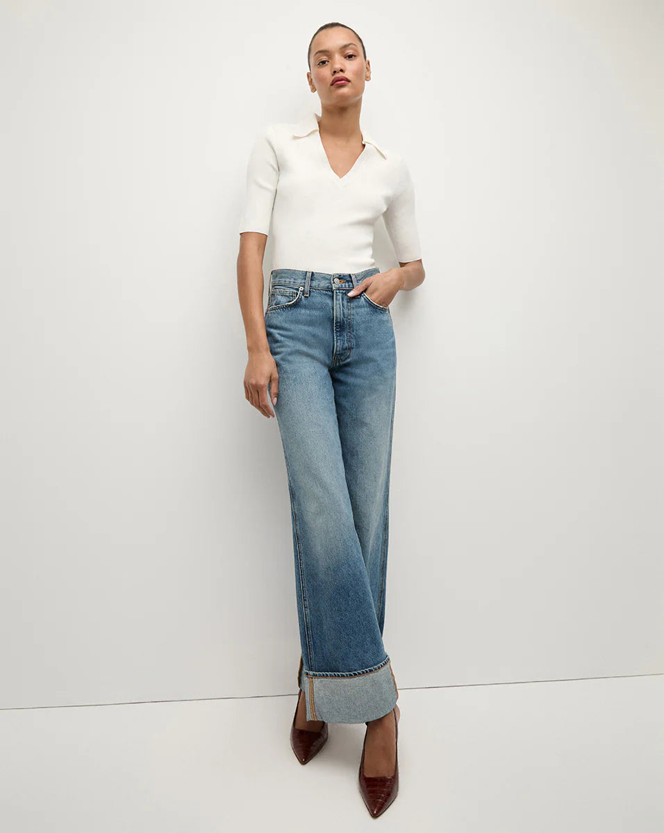 Taylor Cuffed Wide-Leg Jean - Rebel Stone