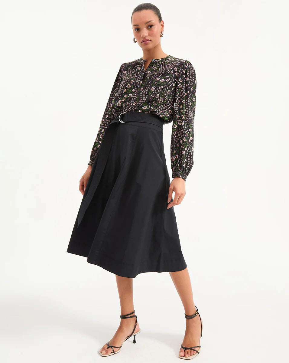 Facia A-Line Skirt - Black