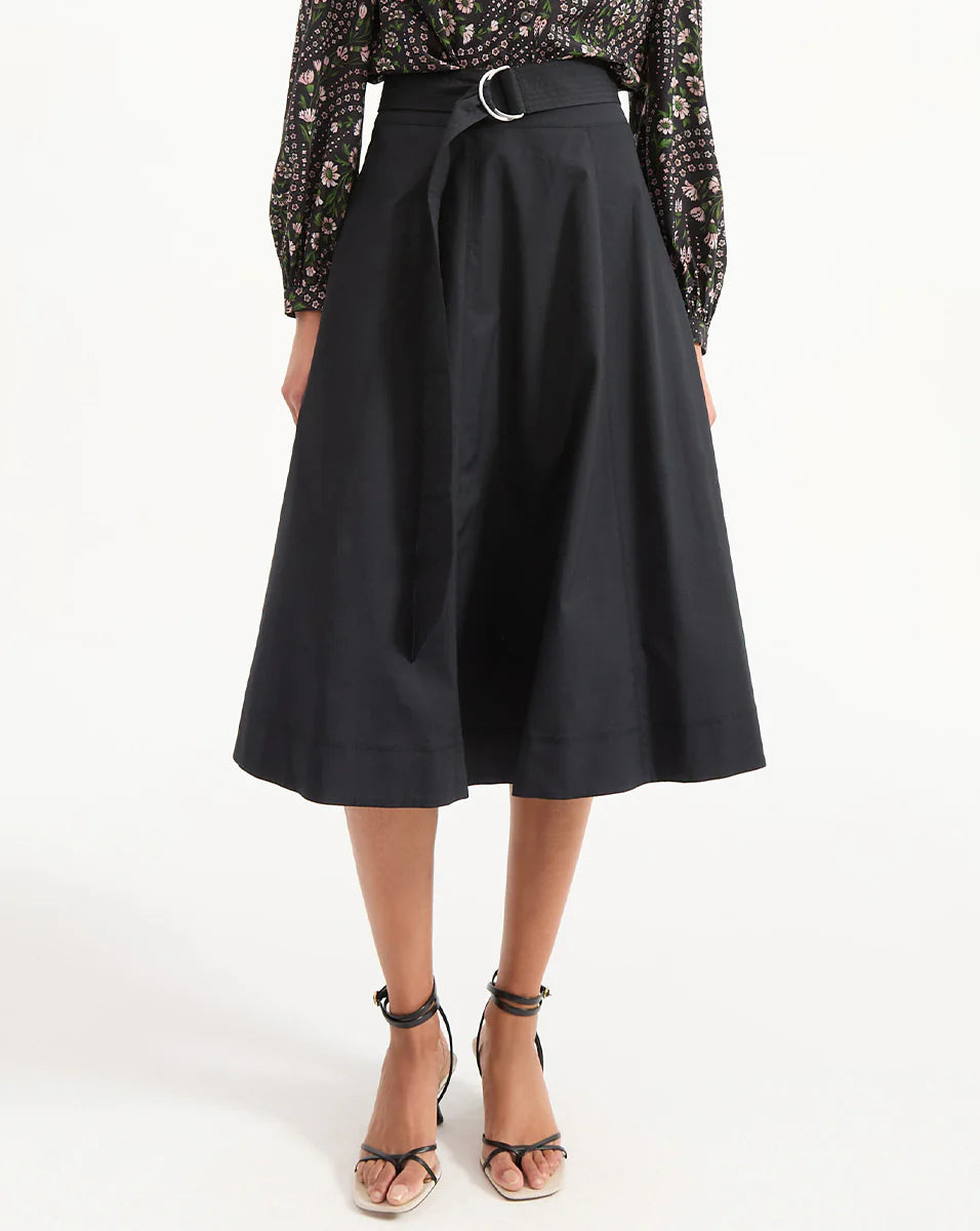 Facia A-Line Skirt - Black