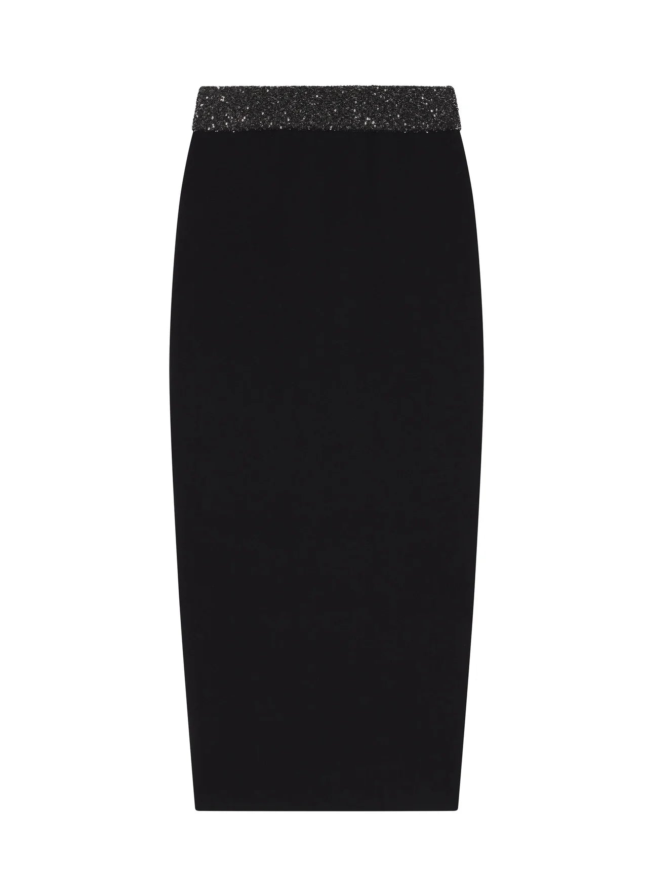 Jane Sequin Embellished Knit Midi Skirt - Black/Silver