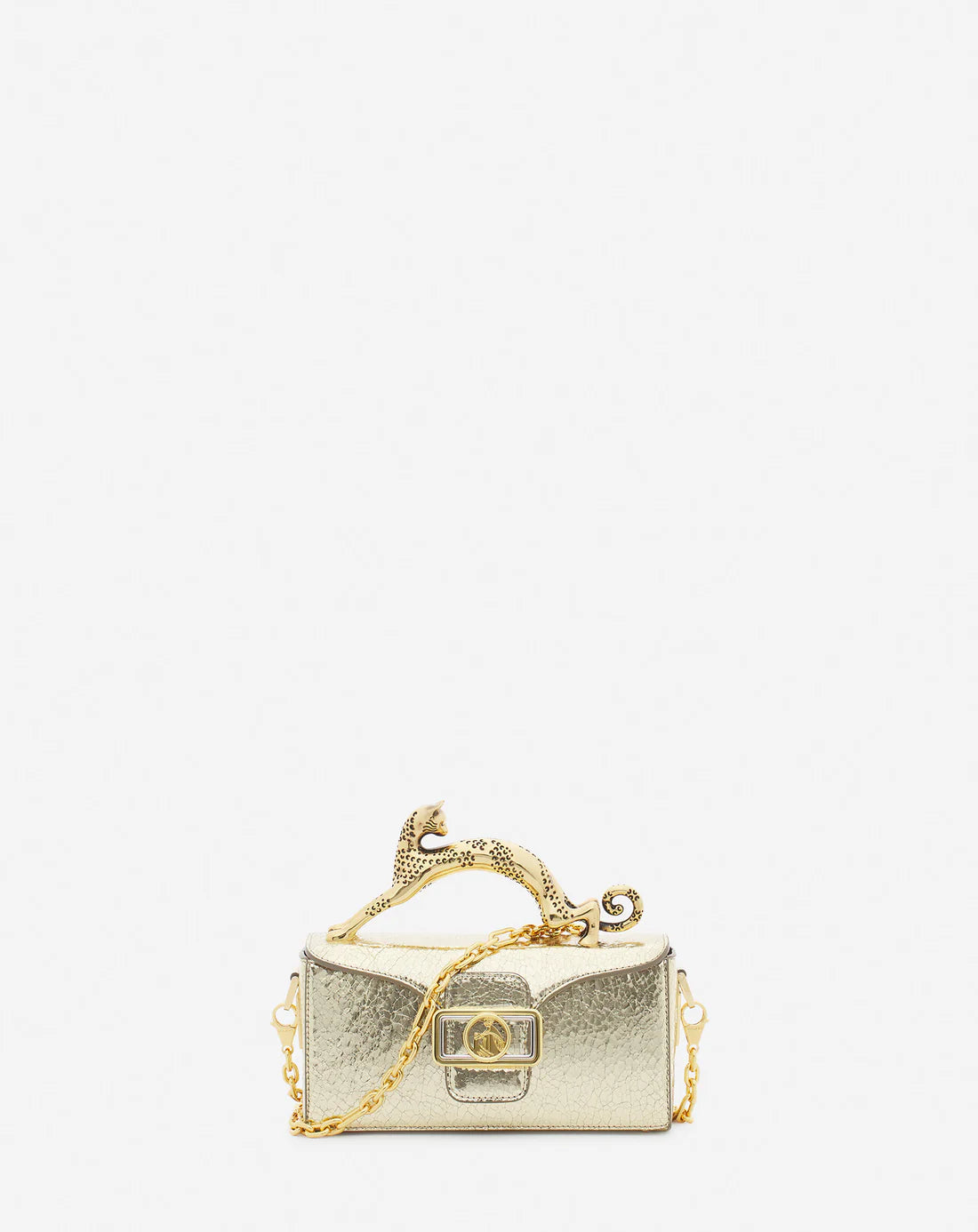 Nano Pencil Cat Bag in Crackled Metallic Leather - Gold