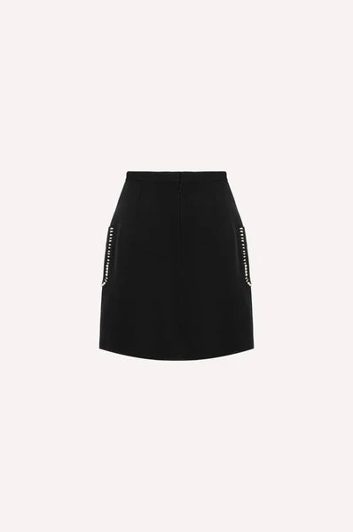 Pearl Embellished Mini Skirt - Black