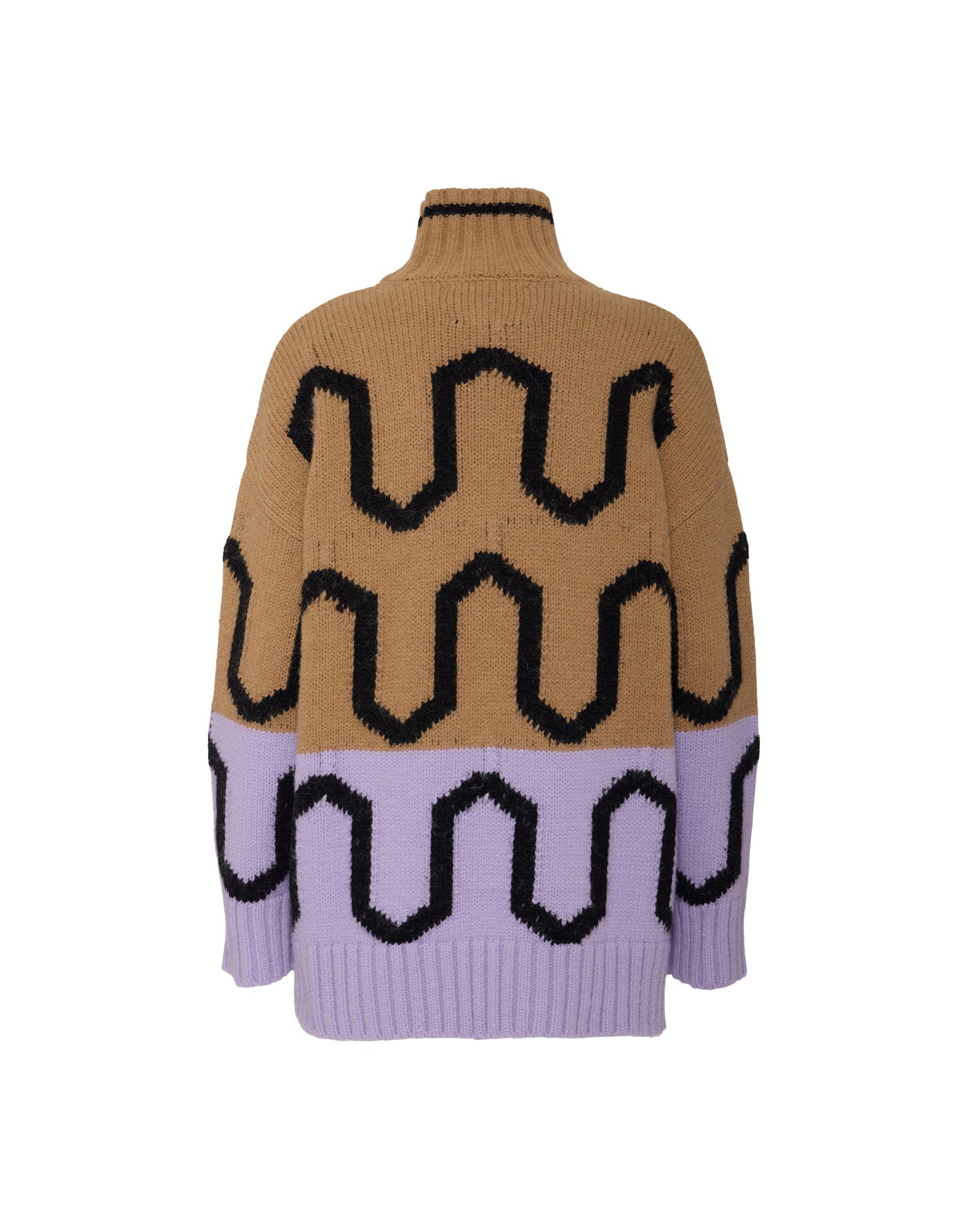 COMBER TURTLENECK - Camel & Lilac in Wool