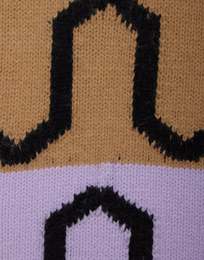 COMBER TURTLENECK - Camel & Lilac in Wool