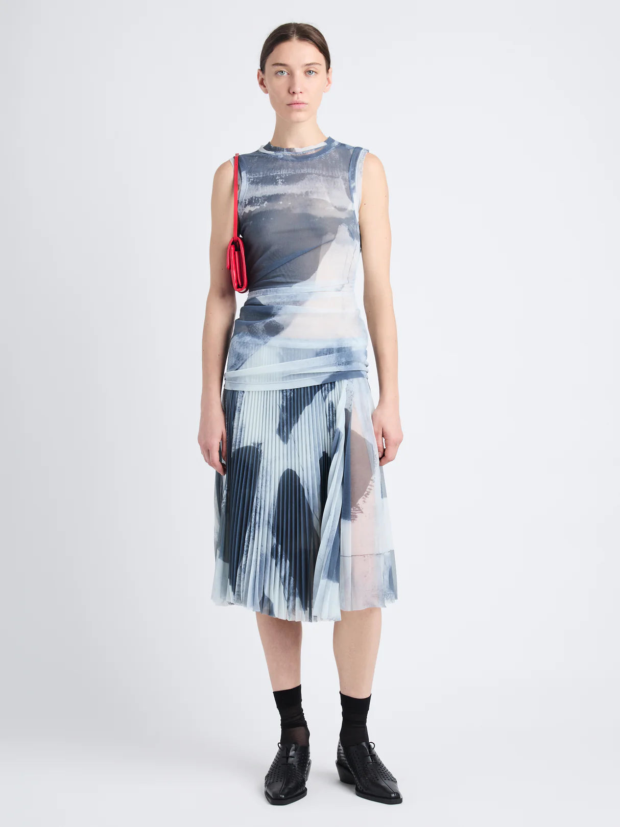 Zoe Dress in Printed Nylon Jersey - Slate