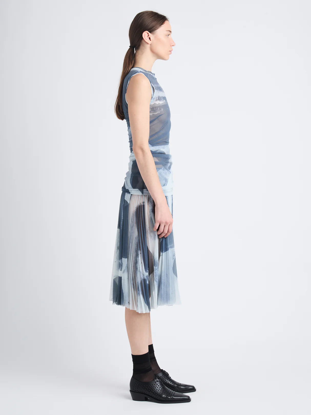 Zoe Dress in Printed Nylon Jersey - Slate