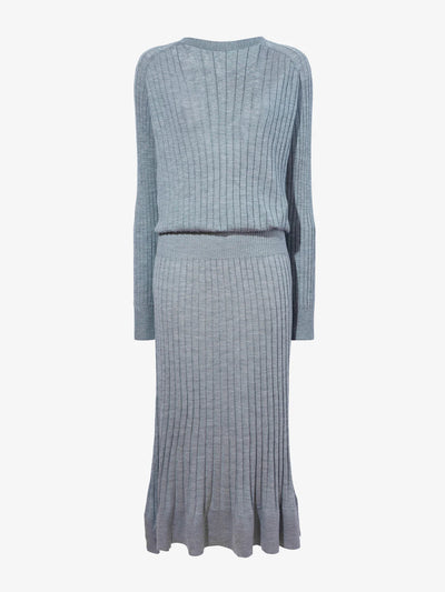 Eden Knit Dress in Superfine Merino Silk - Light Grey Melange