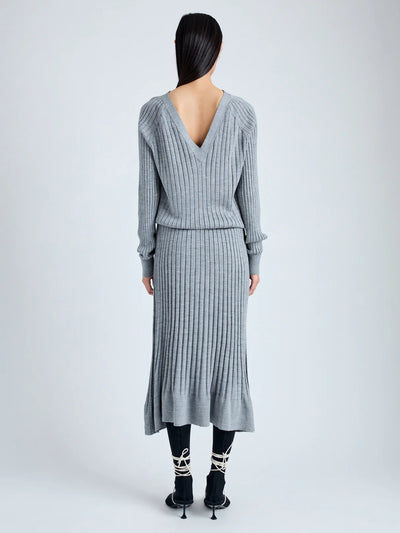 Eden Knit Dress in Superfine Merino Silk - Light Grey Melange