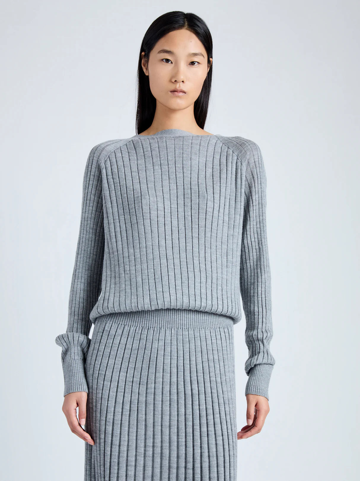 Eden Knit Dress in Superfine Merino Silk - Light Grey Melange