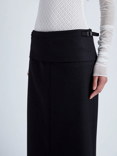 Adriana Skirt in Wool Twill Suiting - Black