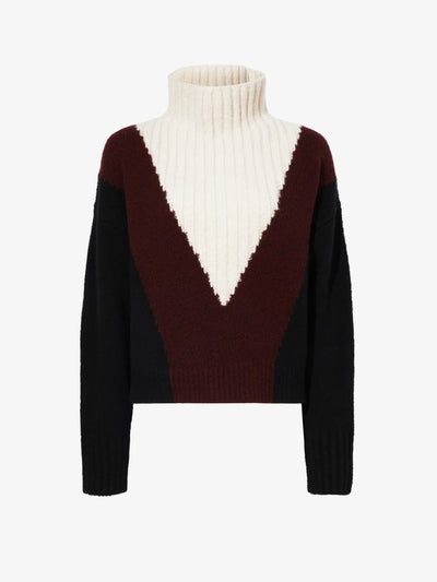 Alma Sweater in Graphic Intarsia - Red Multi