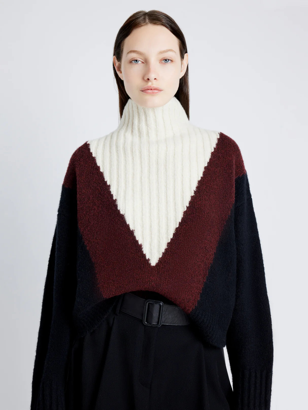 Alma Sweater in Graphic Intarsia - Red Multi