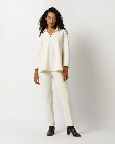 OLYMPIA TOP - Ivory Bi-Stretch Double-Faced Wool Blend