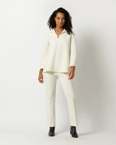 OLYMPIA TOP - Ivory Bi-Stretch Double-Faced Wool Blend