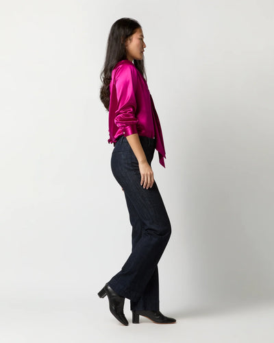 Tie-Neck Blouse - Magenta Silk Charmeuse