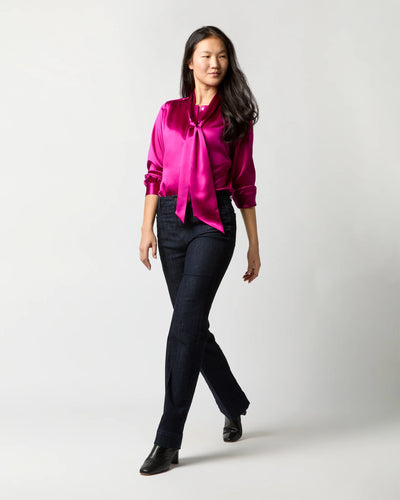 Tie-Neck Blouse - Magenta Silk Charmeuse