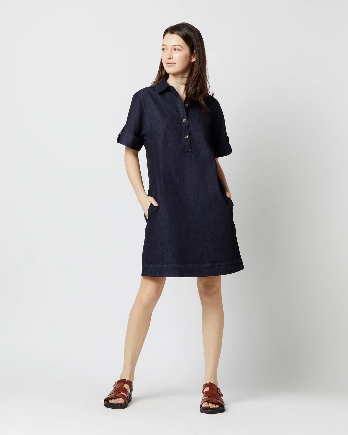 MOLLY DRESS - Indigo Stretch Denim