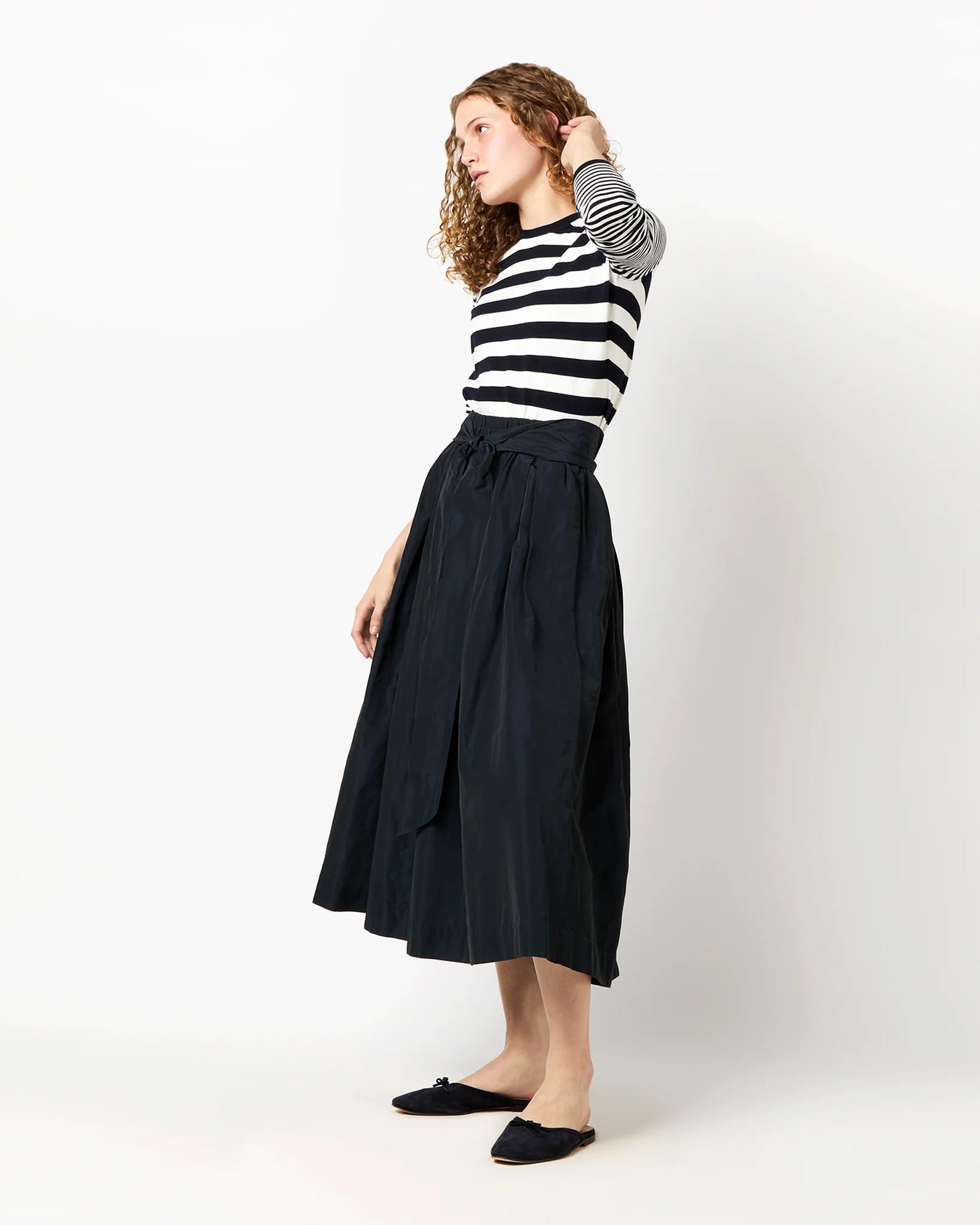 CARLA SKIRT - Navy Nylon Faille