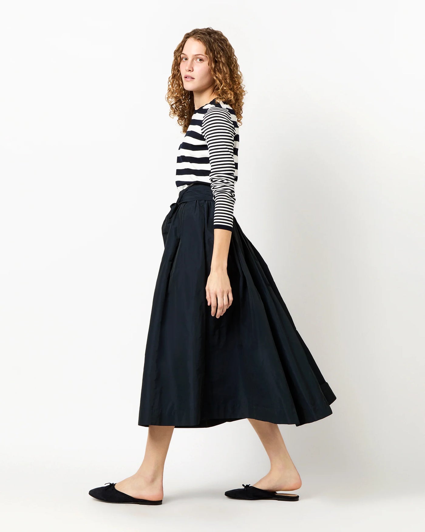 CARLA SKIRT - Navy Nylon Faille